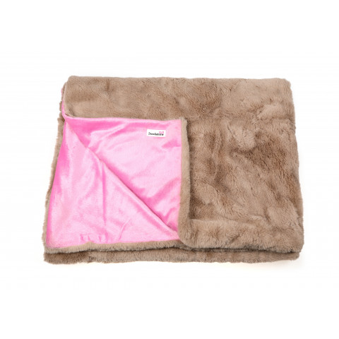 Faux Fur Blanket stone/pink one size